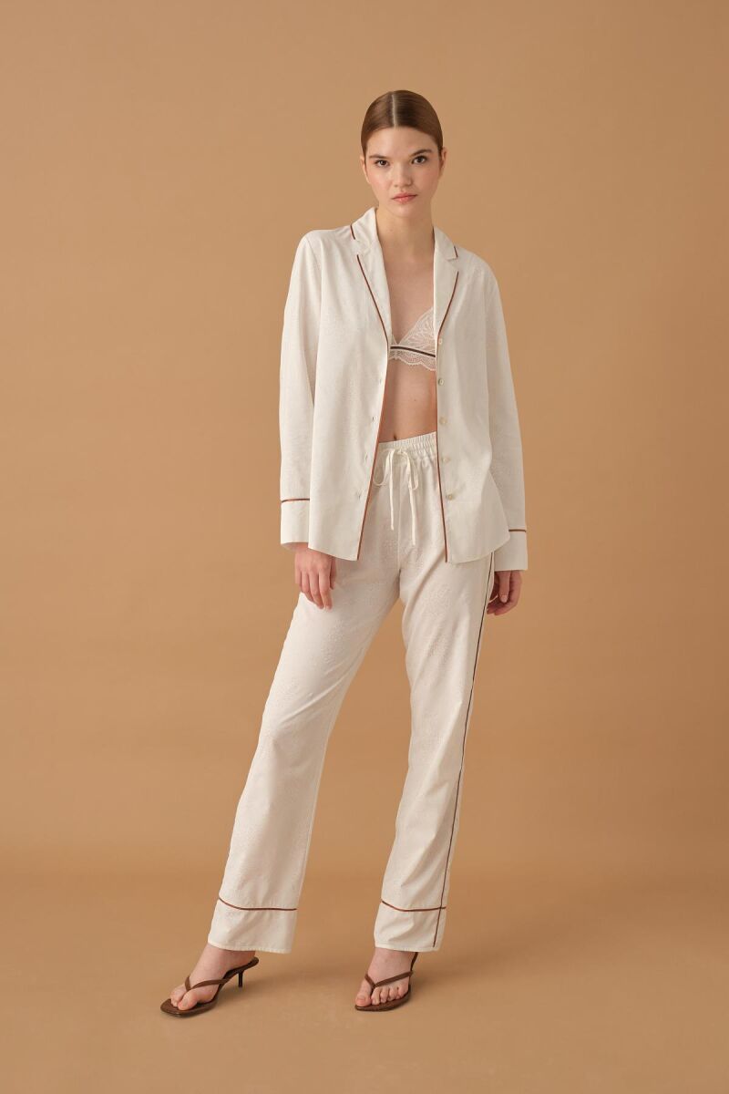 Kylıe - Braletli Biyeli Baskılı Kadın Pijama Takımı - Ivory