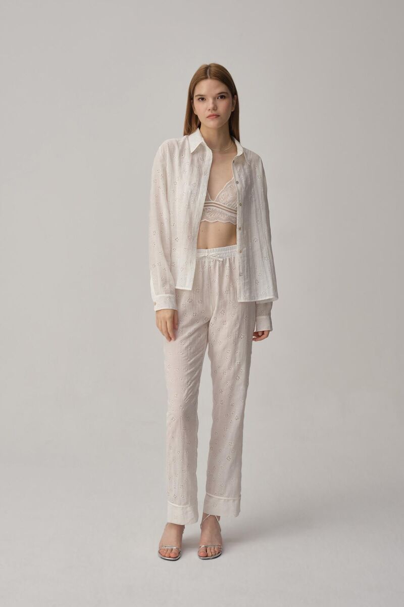 Tına - Braletli Vegan Kadın İpek Pijama Takımı - Ivory