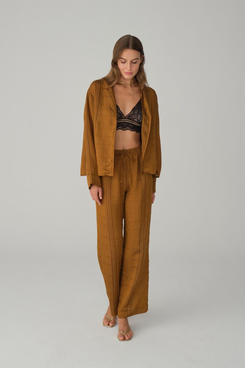 DARIA - Braletli Vegan İpek Pijama Takımı - Cinnamon