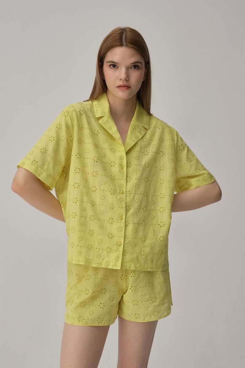 Vanessa -pamuklu Kadın Pijama Takımı - Lime