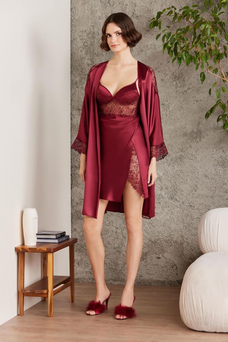 Saten Altılı Gelin Çeyiz Seti - 6000 Bordo