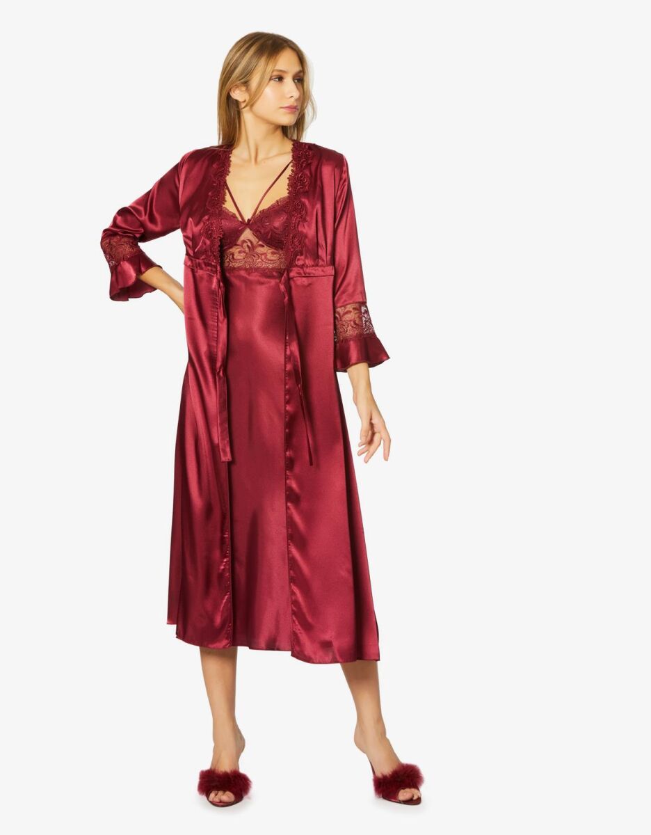 Saten Altılı Gelin Çeyiz Seti - 6025 Bordo