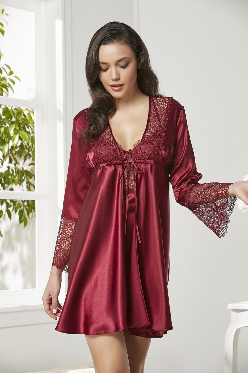 Saten Altılı Gelin Çeyiz Seti - 6625 Bordo