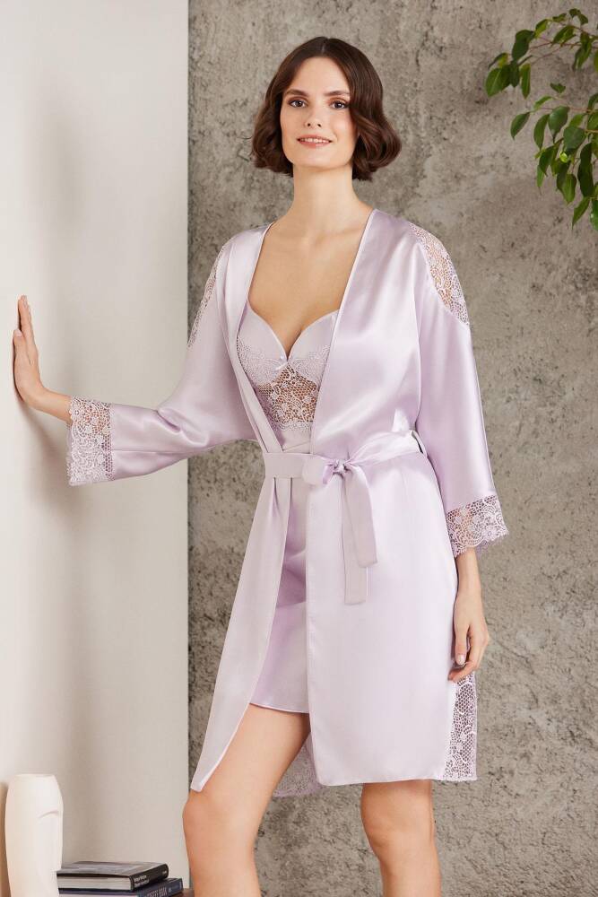 Saten Altılı Gelin Çeyiz Seti - 6000 Viola | Pierre Cardin Night Wear