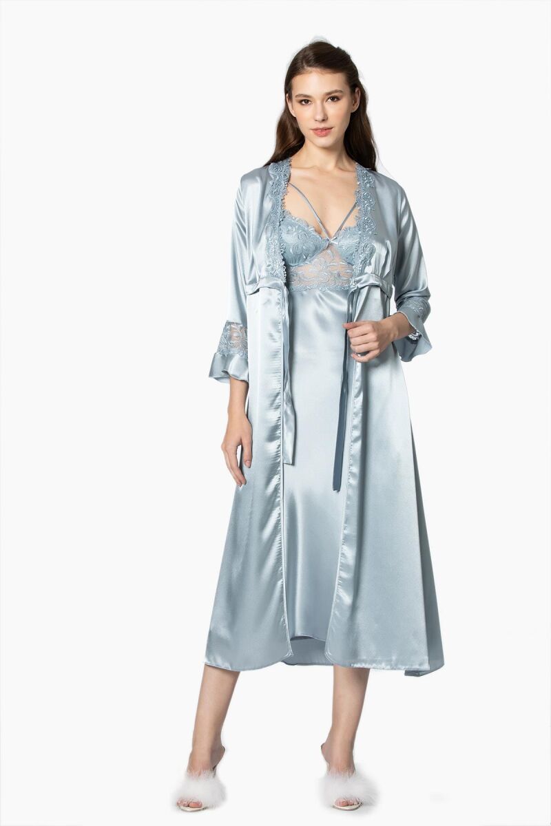 Saten Altılı Gelin Çeyiz Seti - 6025 Mist